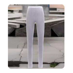 ZARA Linerie Women's MEDIUM Seamless METALLIC Thread Leggings Silver Italy Mesh